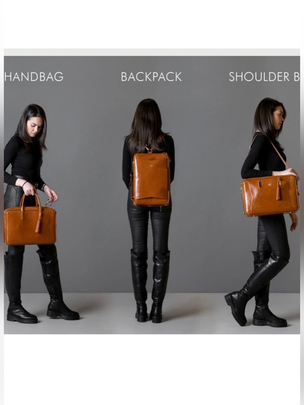 La Mansio Convertible Tan Leather Laptop Work Bag